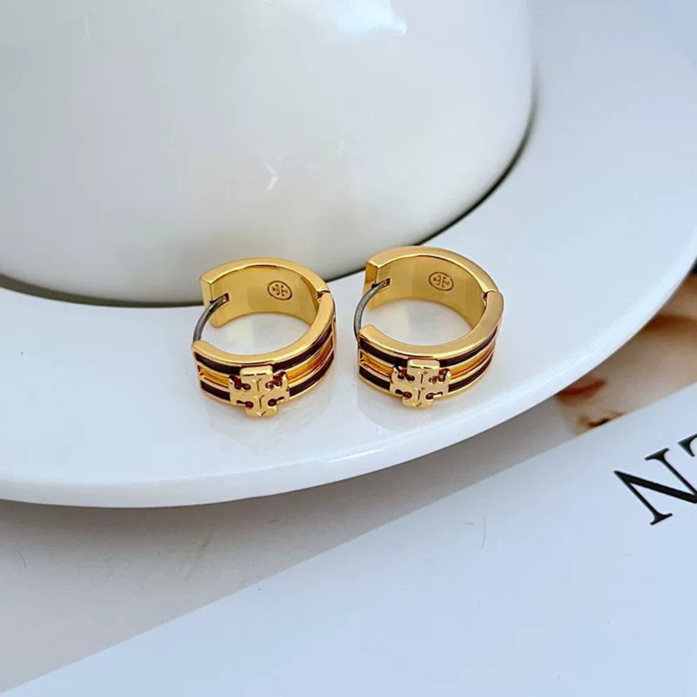 Tory Burch Enamel Color Block Letter Mother Daughter Metal Earrings
